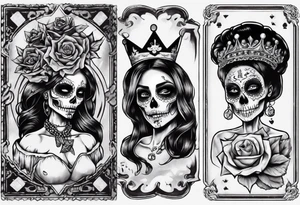 santa la muerta with money and crown
on the card tattoo idea