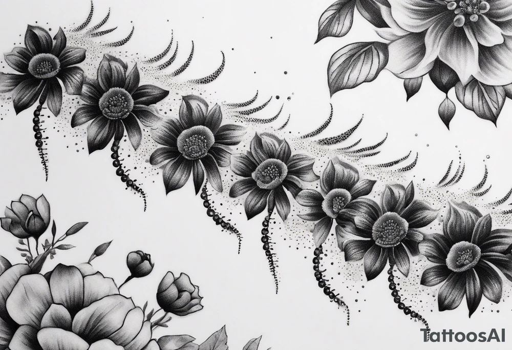 Centipede with flowers tattoo idea