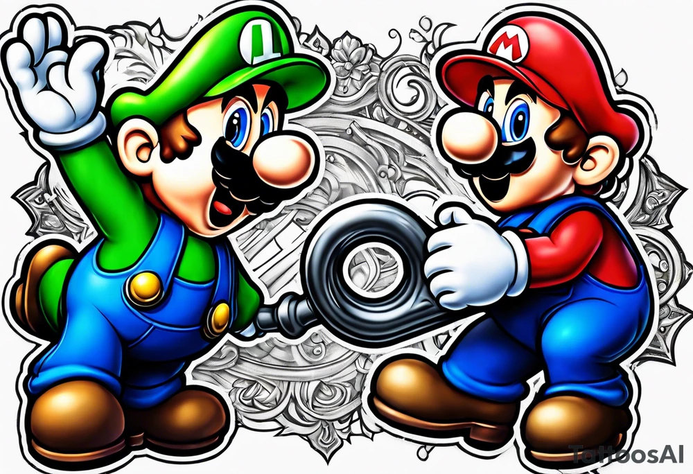 Mario and Luigi sucked down a plumbers pipe tattoo idea