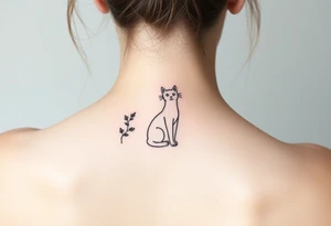 Minimalist Artemis symbolism including cat and mugwort tattoo idea