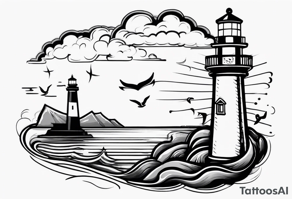 Lighthouse and anchor that says "MY BEACON, MY ANCHOR" tattoo idea