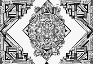Columbia culture tattoo idea on leg/patchwork tattoo idea