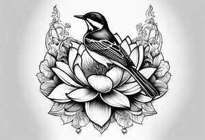 wagtail and lotus tattoo idea