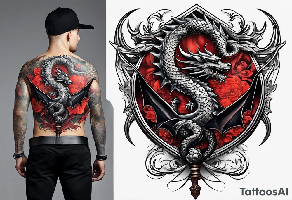 back sword tattoo
with wrapped dragon tattoo idea