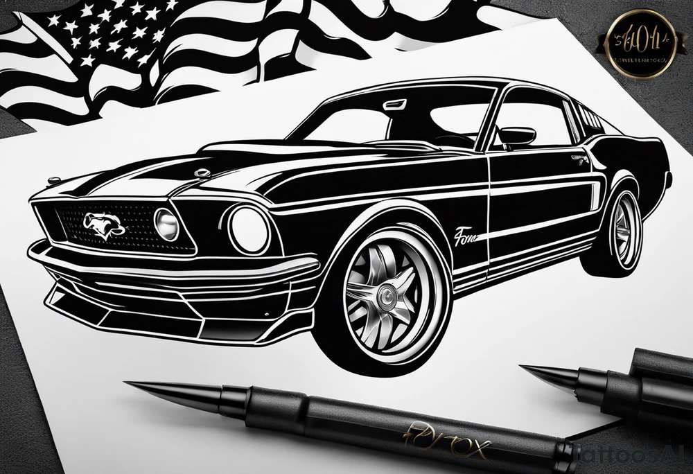 Bowling and ford mustang fox body tattoo idea
