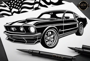 Bowling and ford mustang fox body tattoo idea