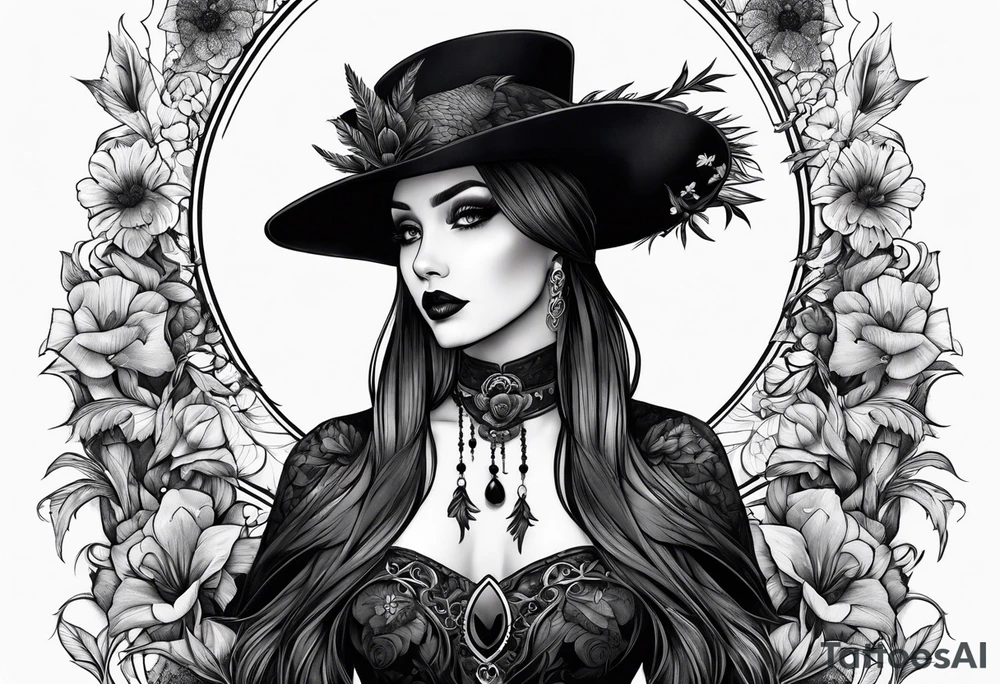 Goth girl raven garden tattoo idea