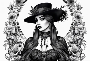 Goth girl raven garden tattoo idea