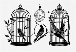 Bird trapped in cage tattoo idea