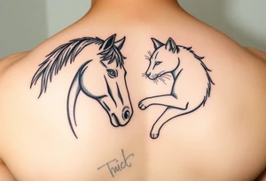 Horse and cat bond tattoo idea