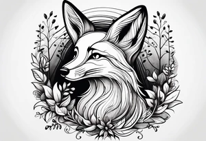 A playful fox with a bushy tail, set in a lush forest, illustrating cleverness and adaptability.” tattoo idea