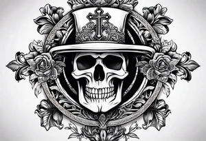 Cross with a skull in the middle tattoo idea