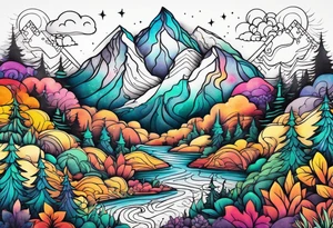 tiny forest mountain tattoo idea