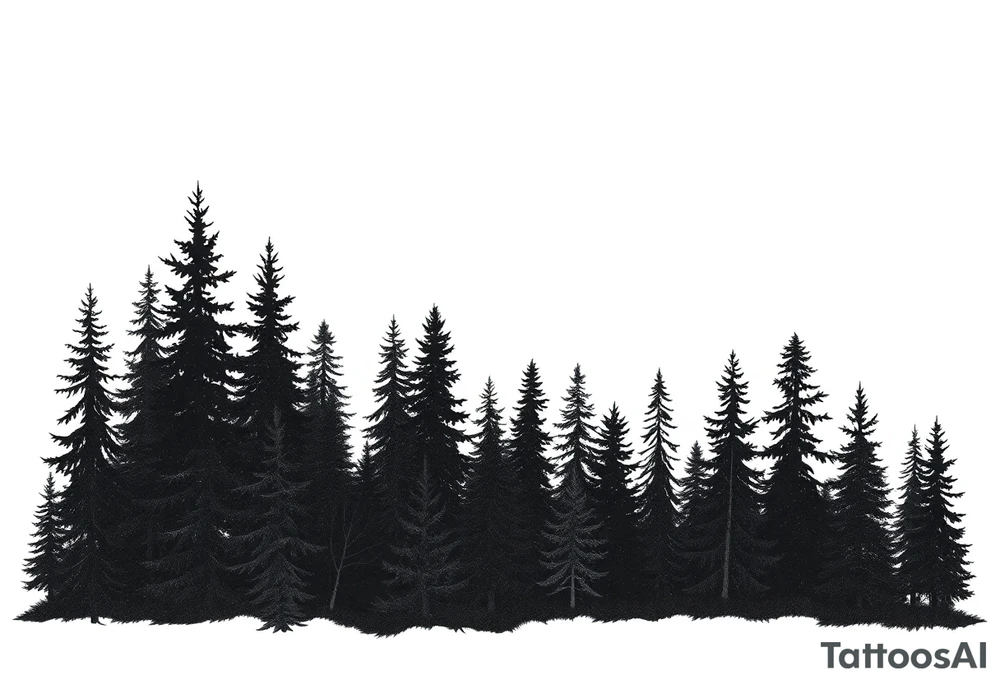 Coniferouse forest silhouette with black and gray trees tattoo idea Coniferouse forest silhouette with black and gray trees tattoo idea