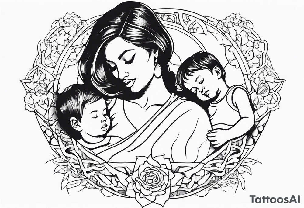 Mom with son and daughter tattoo idea