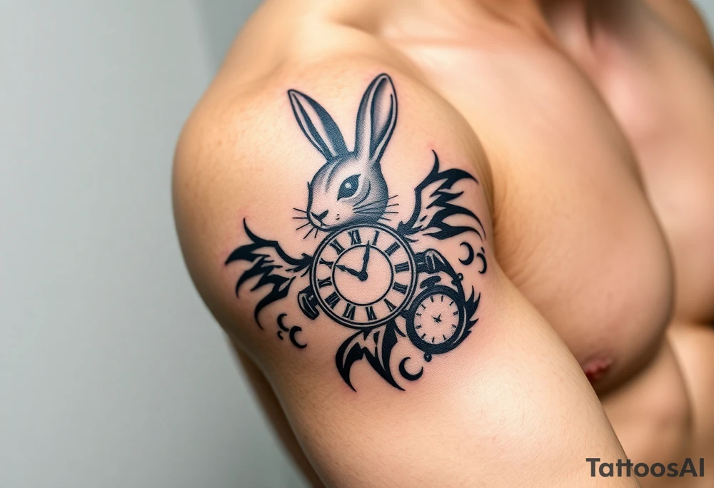 Rabbit with a Clock tattoo idea