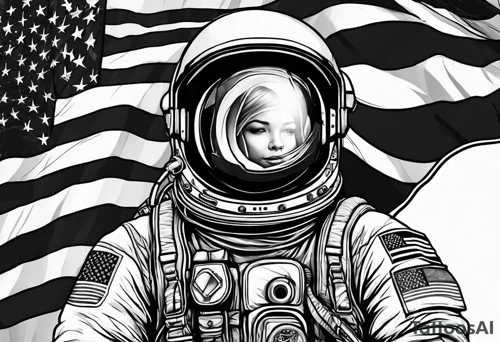 Astronaut wearing a peace flag tattoo idea