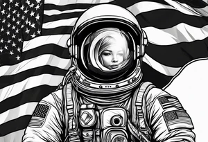 Astronaut wearing a peace flag tattoo idea