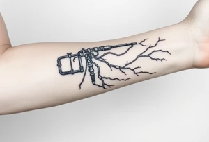 System of pipes that transitions into veins of forearm tattoo idea