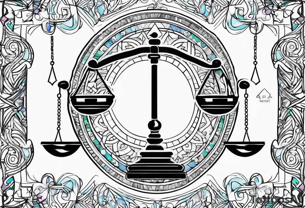 Libra scale with autism awareness pattern tattoo idea