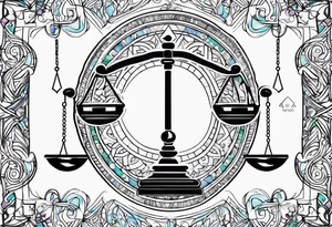 Libra scale with autism awareness pattern tattoo idea