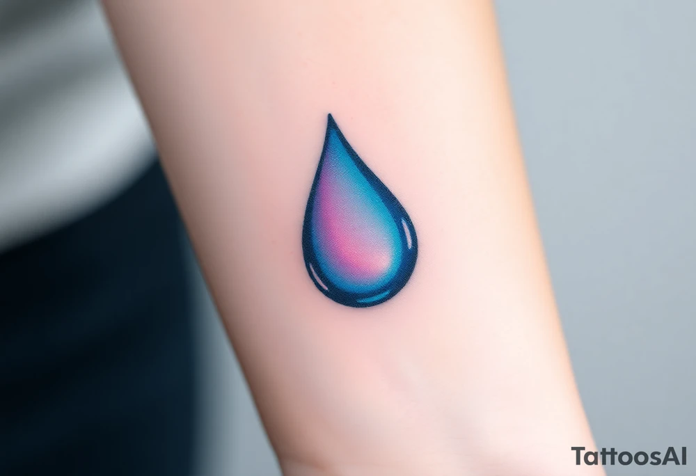 A single teardrop with a soft gradient from sapphire blue to deep purple, symbolizing the healing power of tears. tattoo idea
