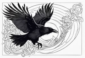 Black raven roaring in the sky tattoo idea