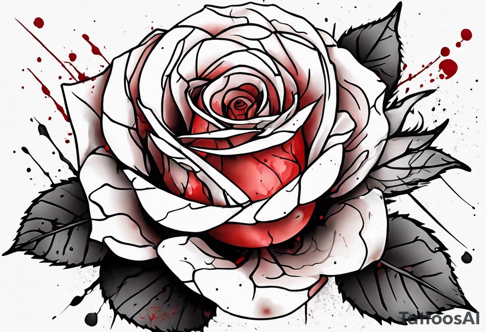 a one-line rose, add some splattered red blood and thorns, tall tattoo idea