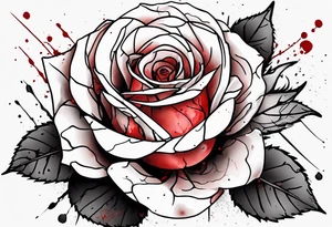 a one-line rose, add some splattered red blood and thorns, tall tattoo idea