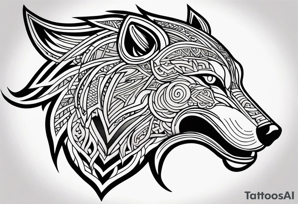 Viking wolf in a Viking style tattoo idea