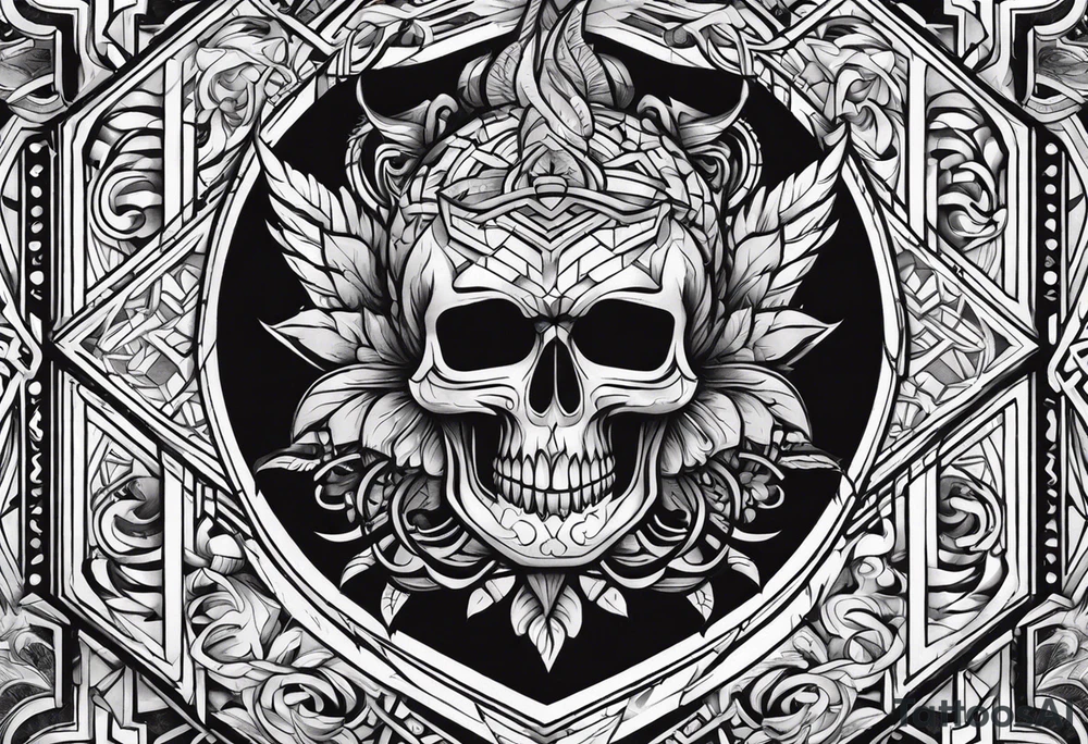 Deathcore style pattern on chest tattoo idea