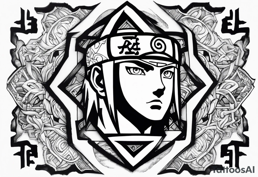 naruto headband with the letters AR in the middle tattoo idea