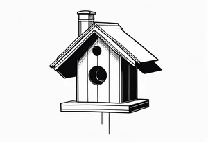 Outline of a birdhouse tattoo idea