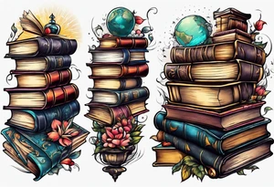 pile of books tattoo idea
