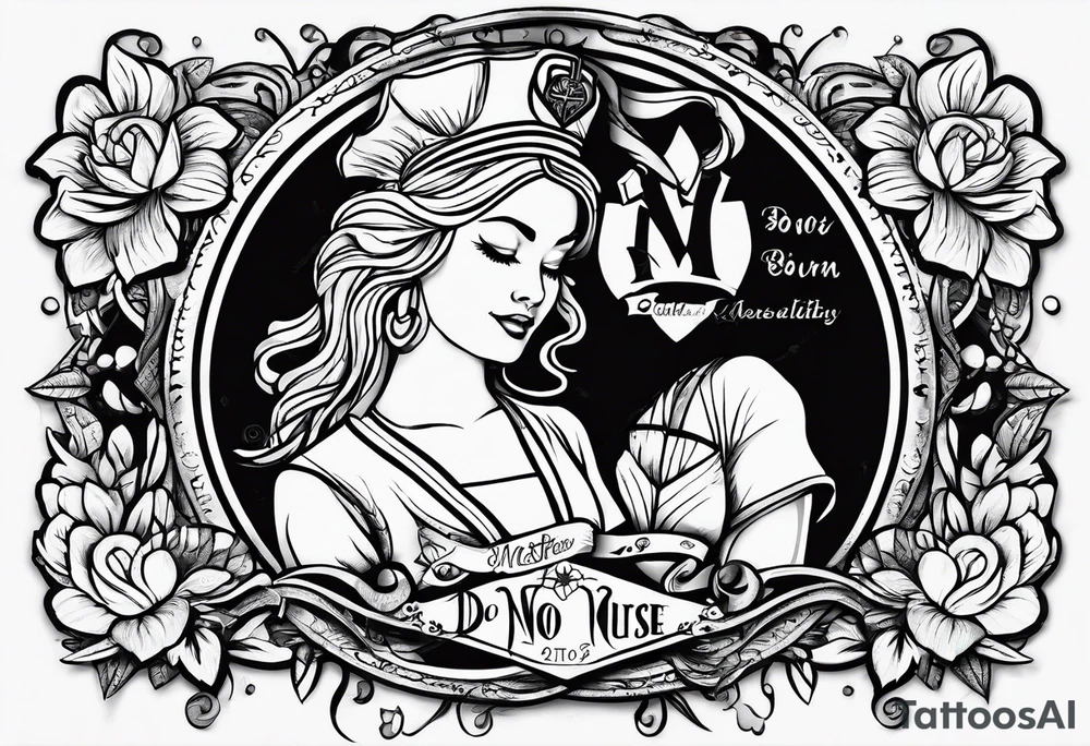 “Do no harm but take no shit” nurse tattoo with calligraphy tattoo idea
