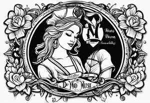 “Do no harm but take no shit” nurse tattoo with calligraphy tattoo idea