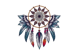 dreamcatcher with feathers and some color tattoo idea