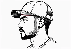 Man wearing a cap facing forward tattoo idea