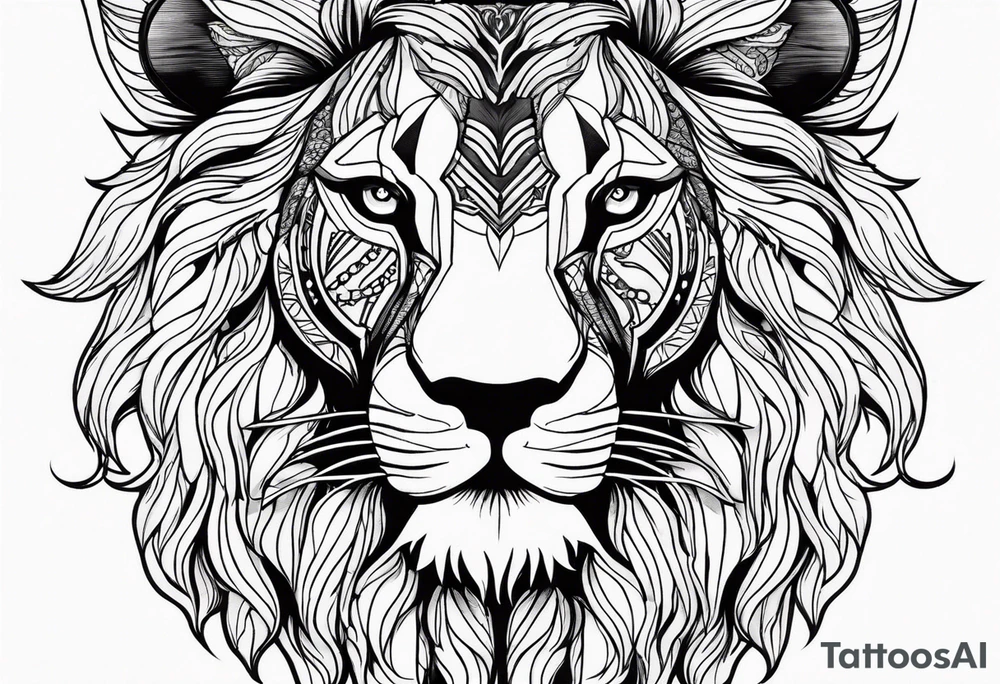 powerful majestic lion, close-up tattoo idea
