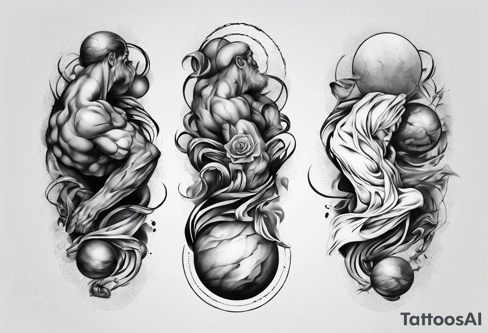 sisyphus 3/4 arm sleeve tattoo idea
