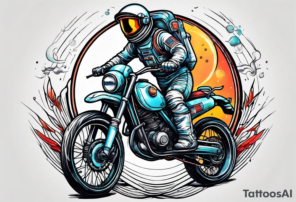 astronaut riding bicycle tattoo idea