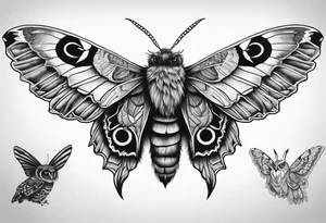 Dead head moth with long wings and owl eyes tattoo idea