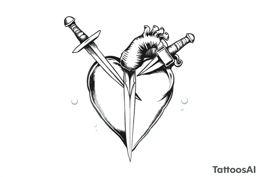 Dagger piercing heart tattoo idea