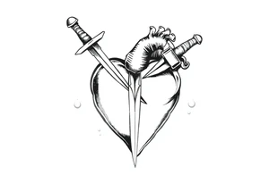 Dagger piercing heart tattoo idea