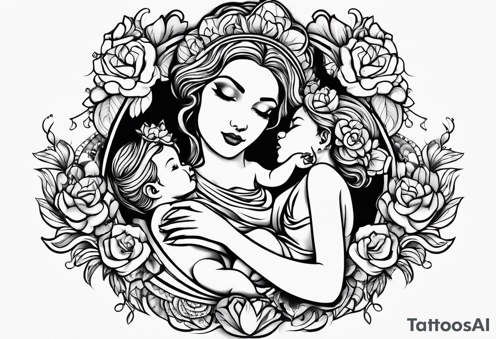 Mother and children tattoo idea