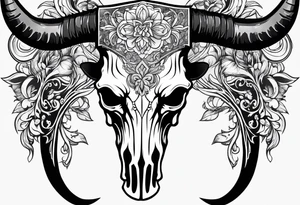 Long horn skull tattoo idea