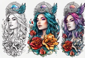 Resurrection Beautiful woman rising from her dead self to inner peace and self-love tattoo idea