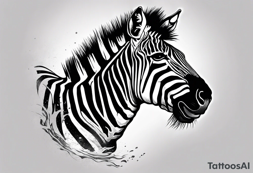 Aggressive zebra angry and in attack mode tattoo idea