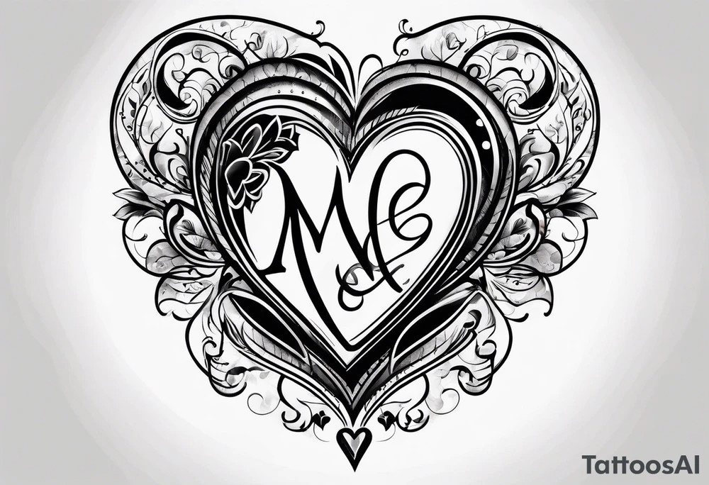 Simple Heart with the letters m and s inside tattoo idea