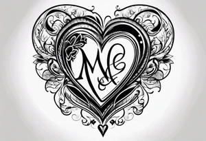 Simple Heart with the letters m and s inside tattoo idea